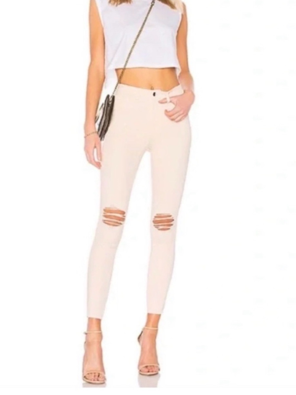 Light Pink Distressed Skinny Jeans